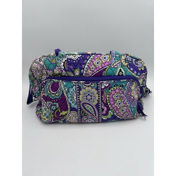 Vera Bradley Grand Traveler Heather Purple Paisley Weekender Large Overnight Bag - Picture 2 of 12